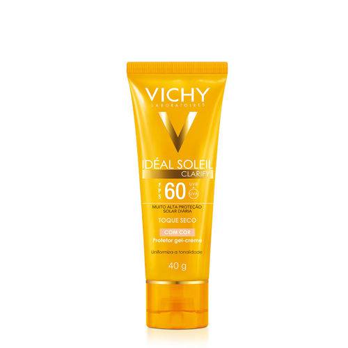 Protetor Solar Facial Vichy Idéal Soleil Clarify FPS60 com Cor 40g
