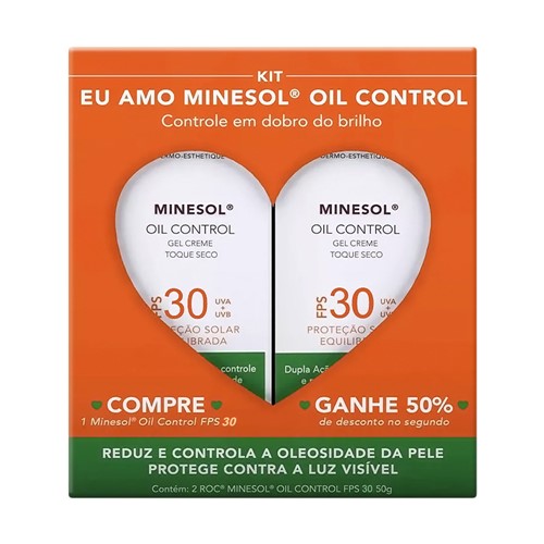 Protetor Solar Minesol Oil Control FPS 30 Gel Creme 50g + 50% de Desconto na 2ª Unidade 50g