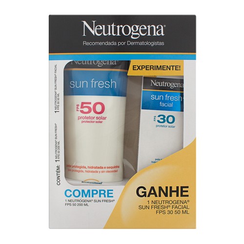 Protetor Solar Neutrogena Sun Fresh FPS 50 200ml + Grátis 1 Neutrogena Sun Fresh Facial FPS 30 50ml