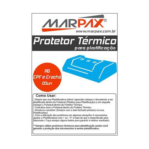 Protetor Térmico para Plastificação Crachá, CPF e RG 3un