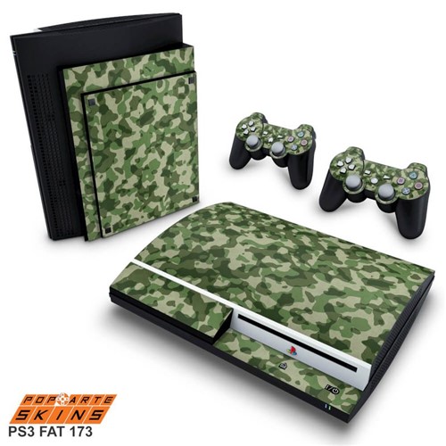 PS3 Fat Skin - Camuflado Verde Adesivo Brilhoso
