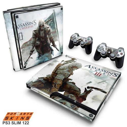 PS3 Slim Skin - Assassins Creed 3 Adesivo Brilhoso