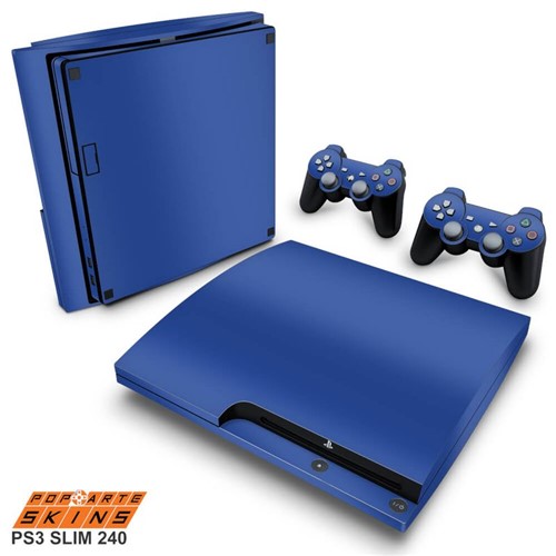 PS3 Slim Skin - Azul Escuro Adesivo Brilhoso