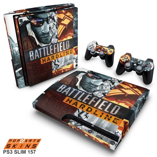 PS3 Slim Skin - Battlefield Hardline Adesivo Brilhoso