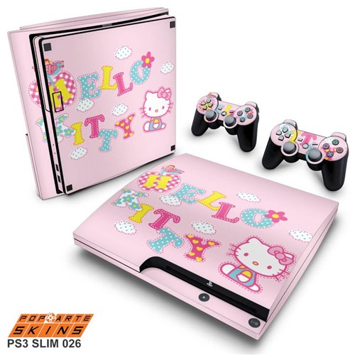 PS3 Slim Skin - Hello Kitty Adesivo Brilhoso