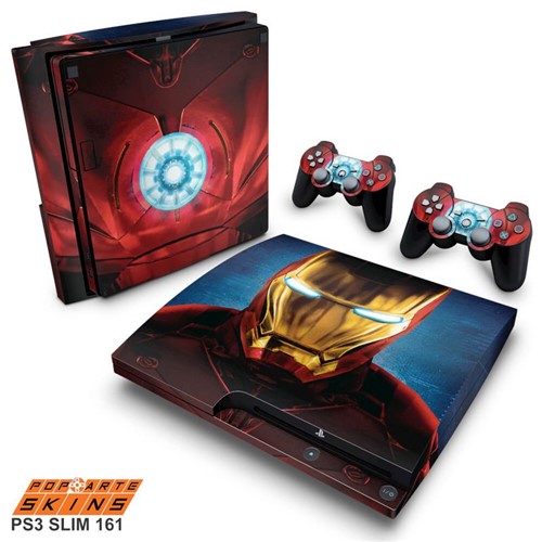 PS3 Slim Skin - Iron Man - Homem de Ferro #B Adesivo Brilhoso
