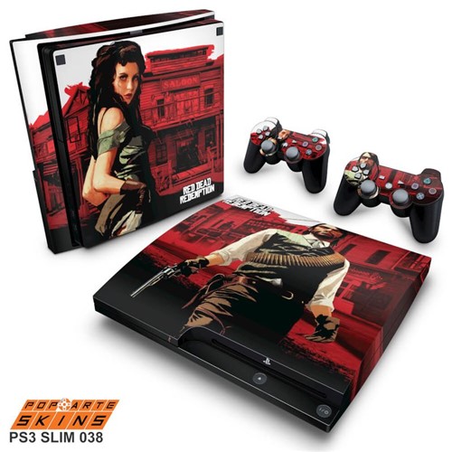 PS3 Slim Skin - Red Dead Redemption Adesivo Brilhoso