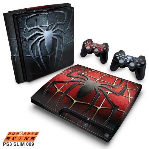 PS3 Slim Skin - Spider Man - Homem Aranha Adesivo Brilhoso