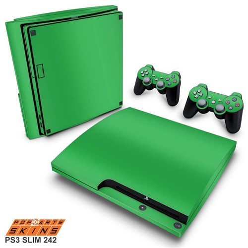 PS3 Slim Skin - Verde Grama Adesivo Brilhoso