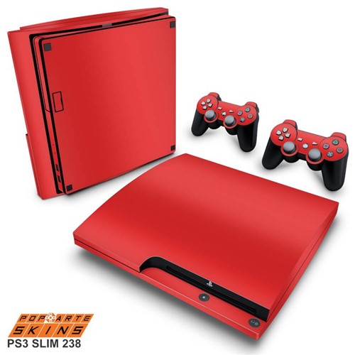 PS3 Slim Skin - Vermelho Adesivo Brilhoso