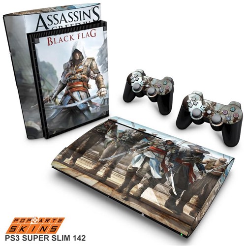 PS3 Super Slim Skin - Assassins Creed IV Black Flag Adesivo Brilhoso