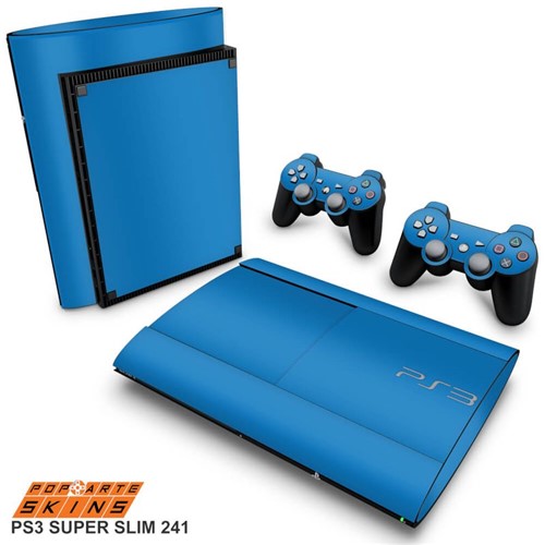 PS3 Super Slim Skin - Azul Claro Adesivo Brilhoso