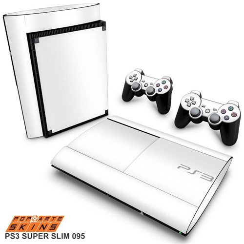 PS3 Super Slim Skin - Branco Adesivo Brilhoso