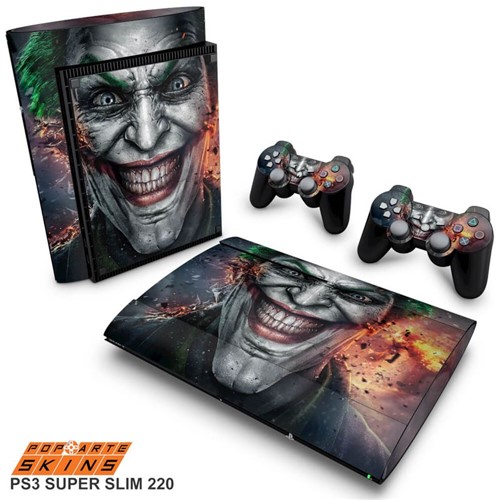 PS3 Super Slim Skin - Coringa Joker #B Adesivo Brilhoso