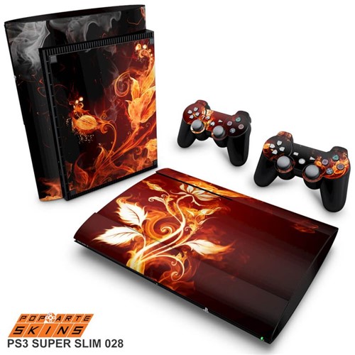 PS3 Super Slim Skin - Fire Flower Adesivo Brilhoso