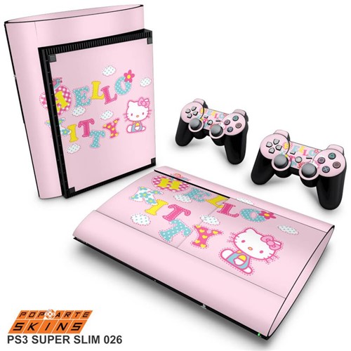 PS3 Super Slim Skin - Hello Kitty Adesivo Brilhoso