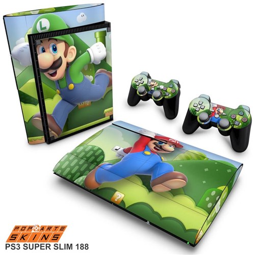 PS3 Super Slim Skin - Mario & Luigi Adesivo Brilhoso