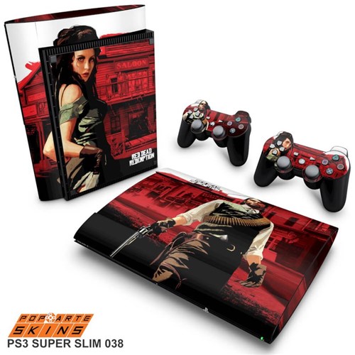 PS3 Super Slim Skin - Red Dead Redemption Adesivo Brilhoso