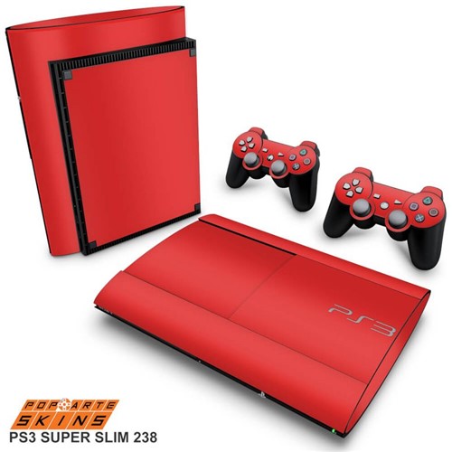 PS3 Super Slim Skin - Vermelho Adesivo Brilhoso