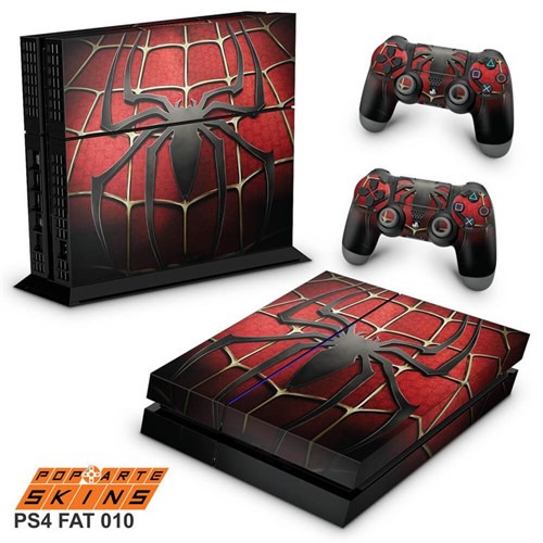 Ps4 Fat Skin - Spider Man - Homem Aranha Adesivo Brilhoso