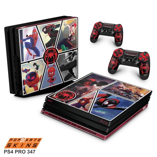 PS4 Pro Skin - Homem-Aranha no Aranhaverso Adesivo Brilhoso