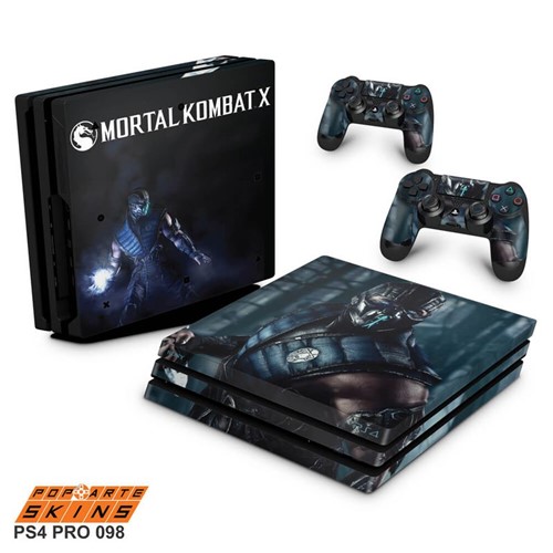 Ps4 Pro Skin - Mortal Kombat X - Sub Zero Adesivo Brilhoso