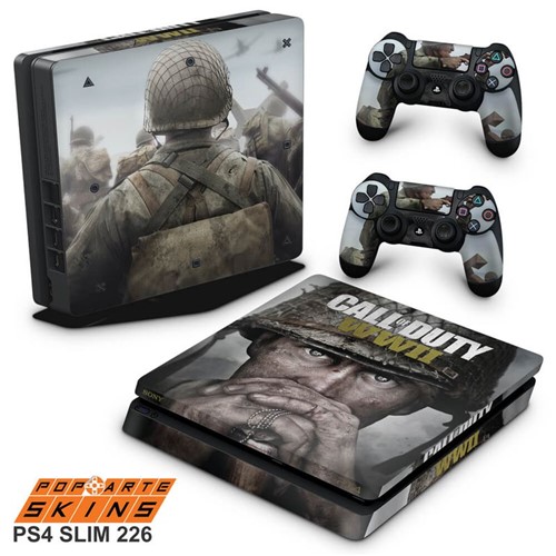 Ps4 Slim Skin - Call Of Duty WW2 Adesivo Brilhoso