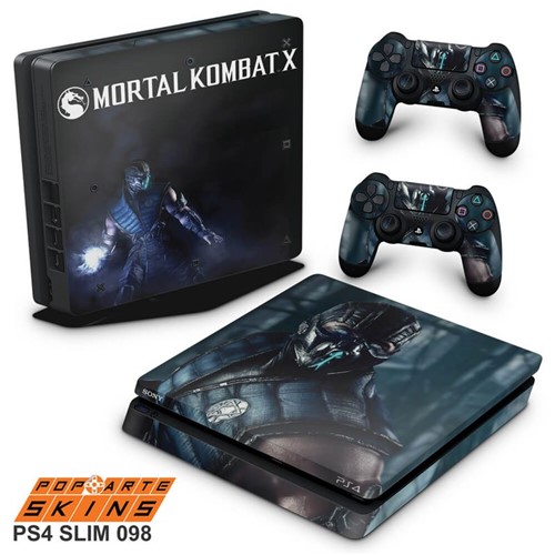 Ps4 Slim Skin - Mortal Kombat X - Sub Zero Adesivo Brilhoso