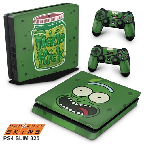 PS4 Slim Skin - Pickle Rick And Morty Adesivo Brilhoso
