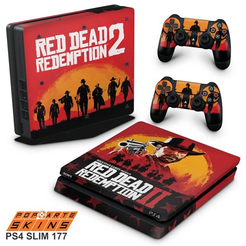 Ps4 Slim Skin - Red Dead Redemption 2 Adesivo Brilhoso