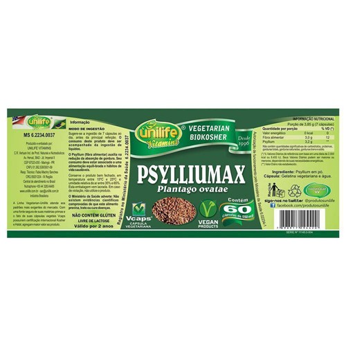 Psyllium Psylliumax 60 Capsulas