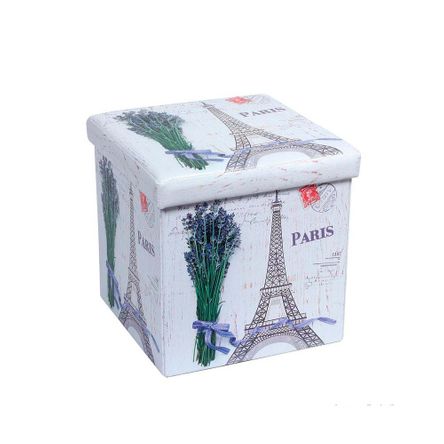 Puff Baú de Plástico 37,5cm Branco Paris Coisas e Coisinhas