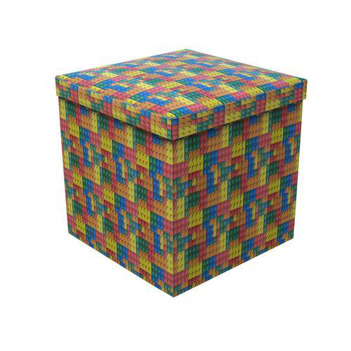 Puff Baú Desmontável Blocks 41cmx40cmx40cm Puff Prime Colorido