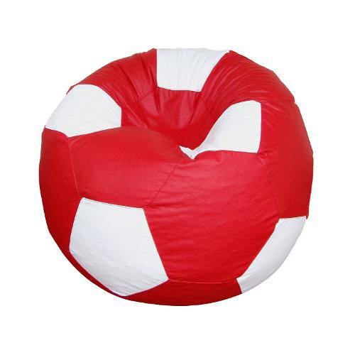 Puff Bola Futebol Cheio - Vermelho e Branco