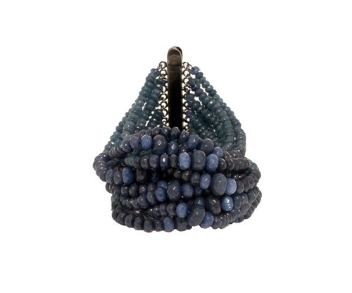 Pulseira com 700 Pedras Naturais Denim Blue em Ródio Negro By Cris Arcangeli