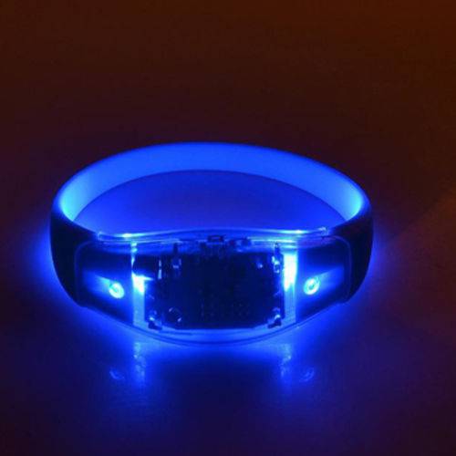 Pulseira de Silicone Led com Sensor de Som Azul
