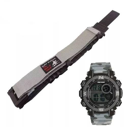 Pulseira em Nylon para Relógio Mormaii Mo12579a 20mm Cinza