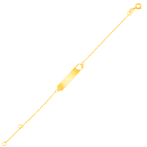 Pulseira Infantil Ouro 18K Placa com Coração - AU5612