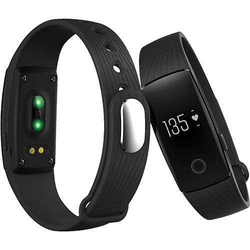 Pulseira Inteligente Smart Fitness Easy Mobile Hora Monitor Cardíaco com Aplicativo para IOS e Android - Preta