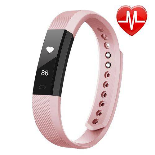 Pulseira Smartband Id115 Hr Bluetooth Pedômetro Monitor Batimentos Cardíacos Calorias Ip67 - Rosa