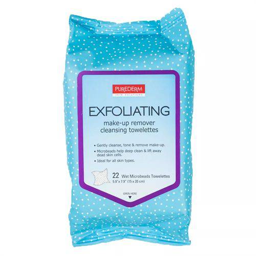 Purederm Exfoliating Make-Up Remover Cleansing Towelettes - 22 Unidades