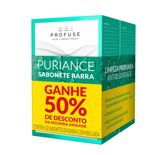 Puriance Profuse Sabonete em Barra 80g Ganhe 50% Desconto na Segunda Unidade