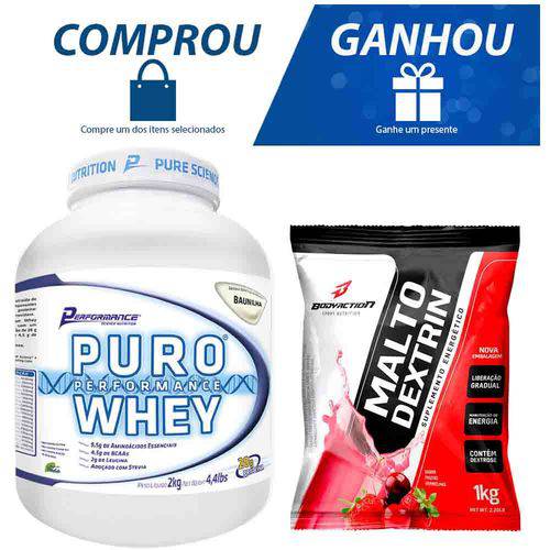 Puro Whey 2 Kg (baunilha) e Ganhe Maltodextrin 1 Kg - Performance Nutrition