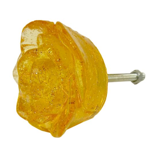 Puxador de Gaveta Rosa 3,5x3,5 Resina Transparente Amarelo