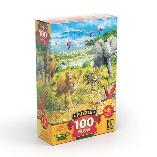 Puzzle 100 Peças Filhotes da Savana Grow 3470
