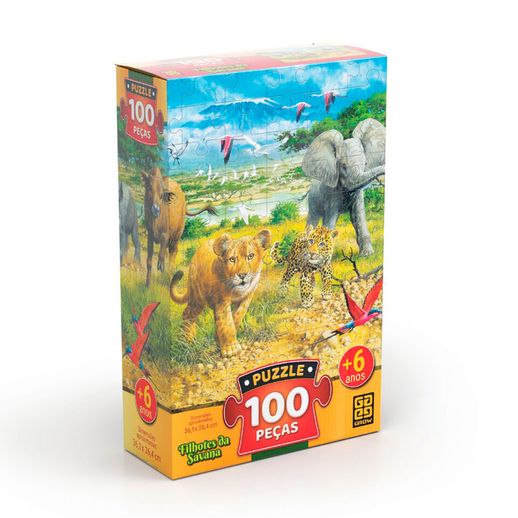 Puzzle 100 Peças Filhotes da Savana - Grow