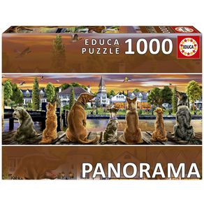 Puzzle 1000 Peças Panorama Cães no Caís - Educa - Importado