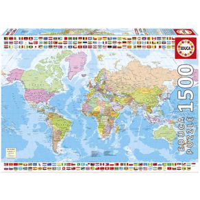 Puzzle 1500 Peças Mapa Mundial Político - Educa - Importado