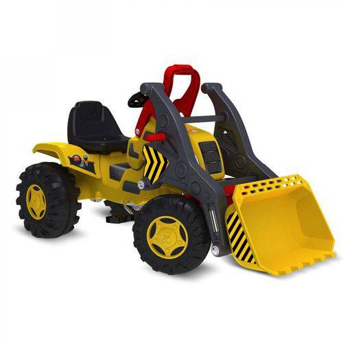 Quadriciclo Trator Escavadeira Infantil com Pedal Brinquedos Bandeirante Amarelo