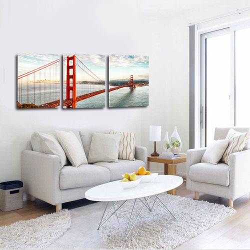Quadro 40x90cm Ponte Golden Gate para Sala Quarto Escritório Decorativo - Oppen House